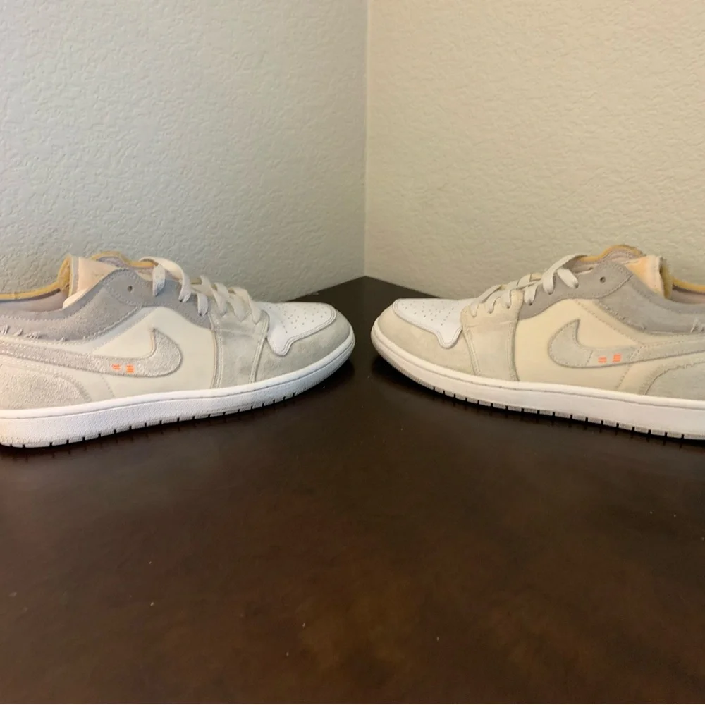 Nike Air Jordan 1 Low SE Beige White Gray Suede Leather Low Top  Men's Size 10.5